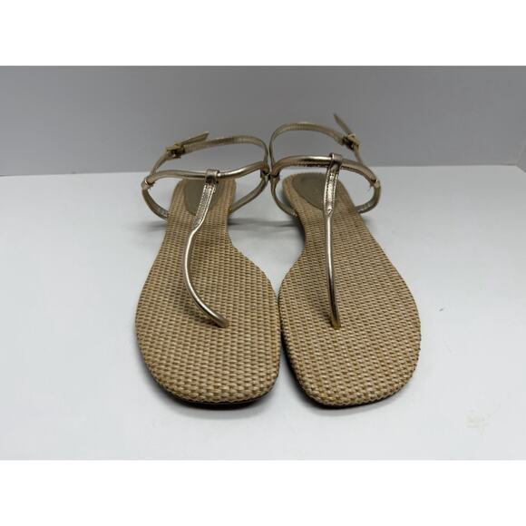 SCHUTZ Shoes - Schutz Women’s Elsha Gold Metallic Strappy Sandals T Strap Summer Size 9.5 M
